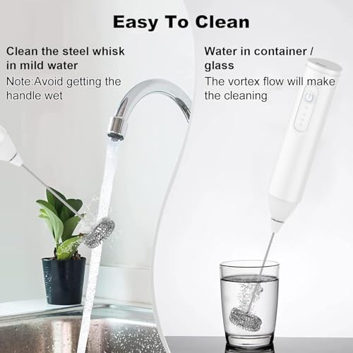 Image of Electric Milk Frother Handheld, Frother Wand for Coffee Drink Mixer Matcha Whisk, Foam Maker for, Frappe Hot Chocolate, Cappuccino, Lattes - Battery Operated (New Electric 1)