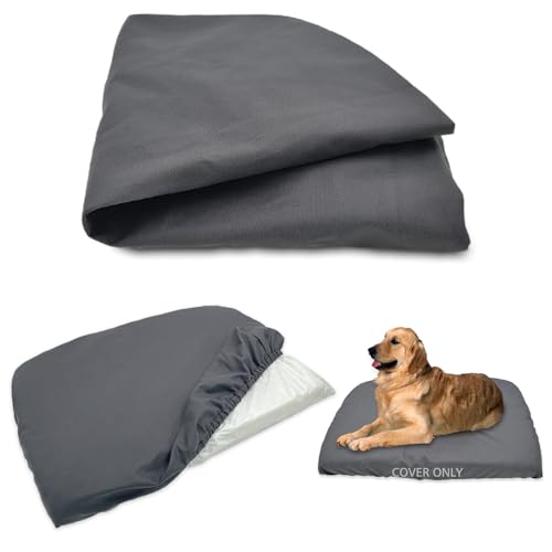 Dog Bed Cover Waterproof Replacement Machine Washable Covers for Dog Bed Heavy Duty Scratch Resistant Mattress Protector Pet Bed 54x44 Inch Grey Cover Only