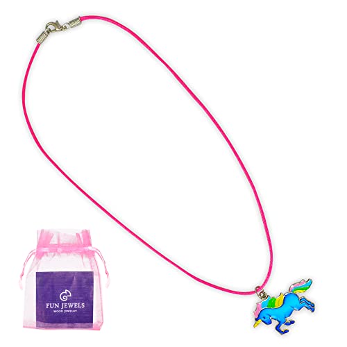 Fairy Tale Cute Unicorn Pendant Color Change Chunky Mood Necklace With Glitter Gift For Girls4