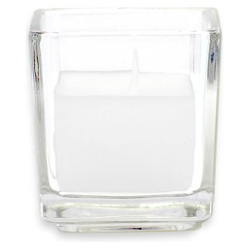 White Citronella Square Glass Votive Candles -12pc-Box