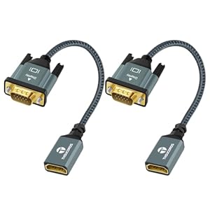 Thsucords HDMI zu VGA Adapterkabel 0,3M 2 Stück, Nylon geflochtene HDMI Buchse zu VGA Stecker Verlängerungsverlängerungs-... PC Computer Desktop Laptop Monitor HDTV-Projektor