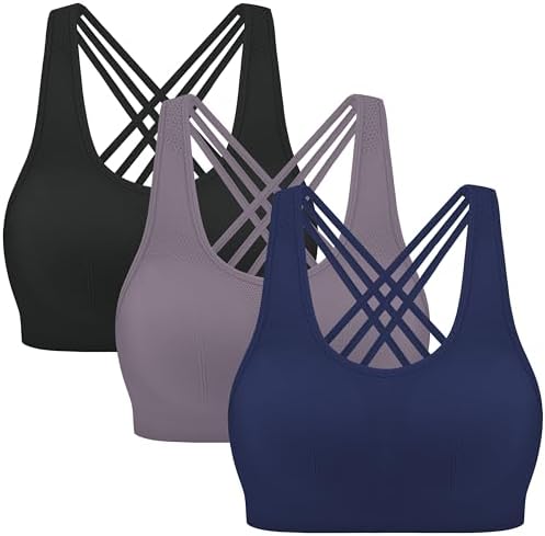 MIRITY Strappy Sports Bra for Women - Padded Seamless Support for...