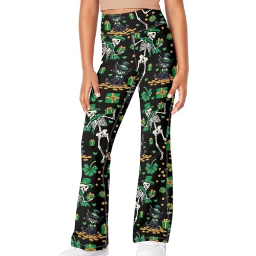 St Patricks Day Flare Pants for Girls 5-14 Years High Waisted Yoga Leggings Kids Bell Bottoms Slim Bootcut3