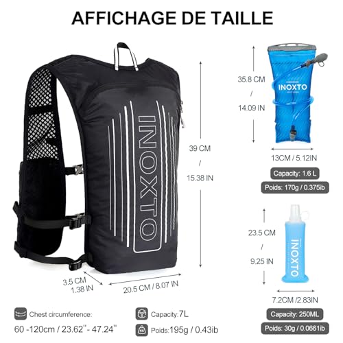 Image of INOXTO Running Hydration Vest Backpack,Lightweight Insulated Pack with 1.5L Water Bladder Bag Daypack for Trail Hiking Running Cycling Race Marathon for Women Men