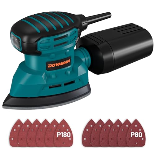 DLS03A Detail Sander, 1.1 Amp Hand Sander with Dust Collector, 12000 RPM Compact Palm Sander with 12...