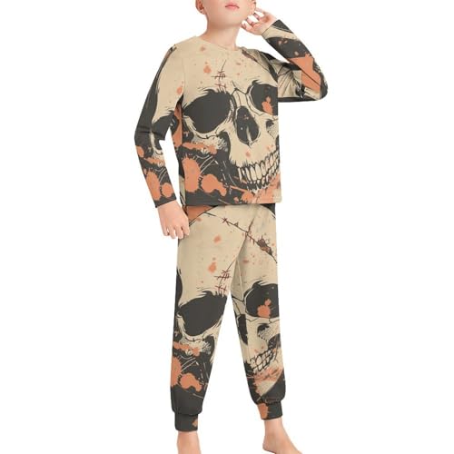 Skulls Crossbones Pirate FlagBoys Casual Comfort Pajamas, Long Sleeve Pajama Set140CM