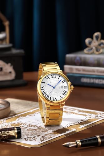 Image of Giordano Analog Quartz Watch for Men - Stainless Steel Strap, Textured Dial with Roman Numerals, Blue Hands, Date Display