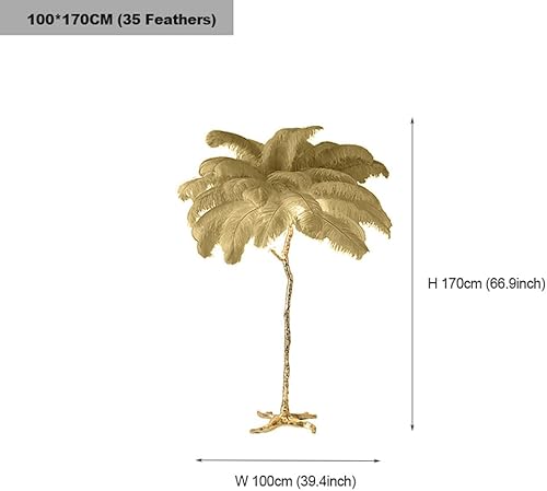 Miniatura 4 de Lámpara de pie de plumas de avestruz para sala de estar, sofá, mesita de noche, lámpara de lectura elegante, romántica y hermosa (altura 66.9