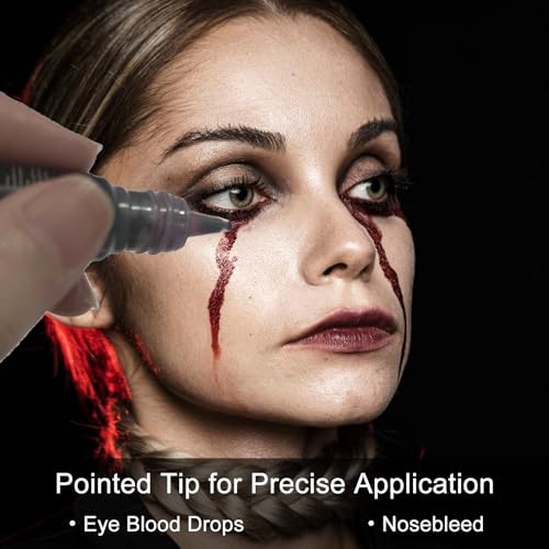 Mysense Dripping Fake Blood Makeup,Realistic Halloween Blood For Eye Blood Drops Nose Bleeds,Washable Squirt Blood For Clothes,Vampire Zombie Monster Costume Sfx Scar Wound Makeup,Dark,0.35Oz thumb #1