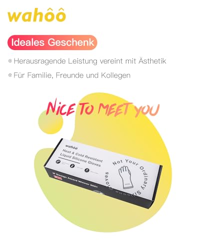 wahoo Flüssiges Silikon Hitzebeständige Grillhandschuhe, Lebensmittelecht Back- & Ofenhandschuhe, für Grillen, Backen, Kochen, Wasserdicht, Hitze- & Kältebeständig, Entspricht Norm EN407, 30CM, XL/10