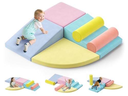 CUPCHID Module Motricité Bébé en Mousse,Cubes en Mousse pour Enfants, Jouets Éducatifs avec Housse en PU et Remplissage en EPE (JM322)
