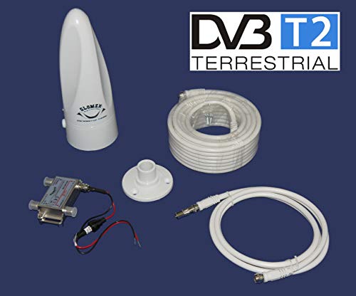 Avior GLOMEX Outdoor Digital TV DVB-T2 HD Antenne Boot Yacht UKW Radio Antenne 360° Empfang ohne ausrichten