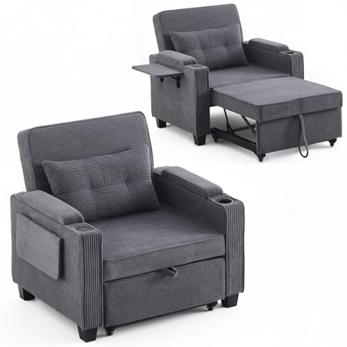 TUKAILAI 3-in-1 Schlafsofa mit Bettfunktion, Schlafsessel mit...