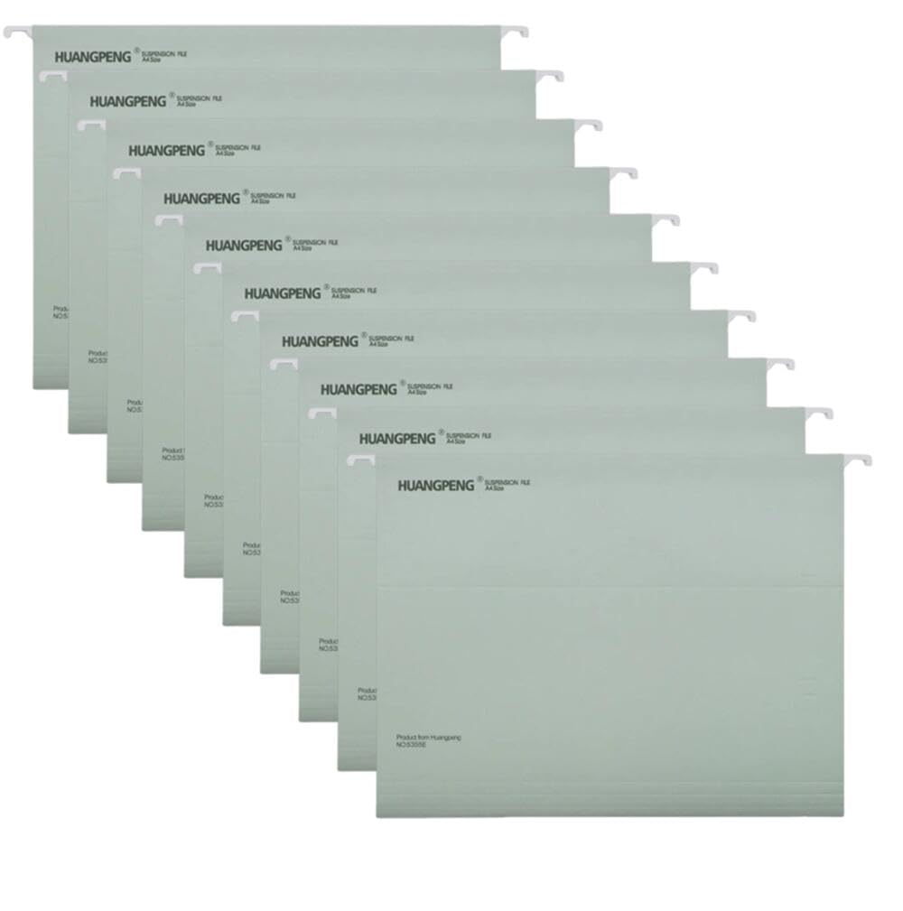 ハンギングフォルダー a4 10枚入 ハンギングファイル 文書 収納 吊り下げ式 インデックス付 紙製 サスペンションファイル 文書 領収書 伝票 収納 書類ホルダー 学校 オフィス 文房具 事務用品 (緑)