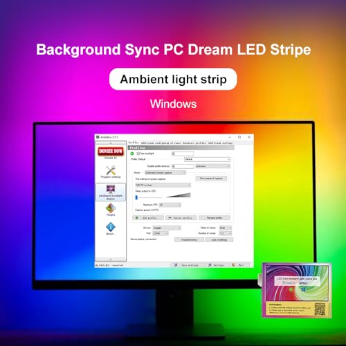 Image of Gaming LED Strip Lights 9.84ft with CH1 Connectors Screen Sync RGB Backlight for 32-43 Inch PC Monitor & TV Music Sync LED Light Bar Works with Windows & Android TV Box BPSK2