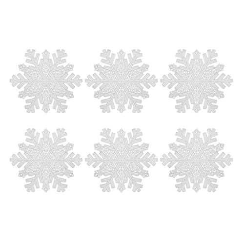 YöL Set Of 6 Silver Snowflake Placemats PVC Christmas Table Surface Protector Round Wedding Dinner Parties Table Decor Re-usable Xmas