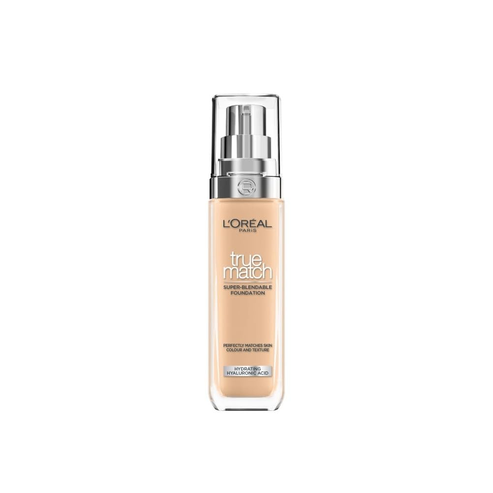True Match Liquid Foundation, Skincare Infused with Hyaluronic Acid, SPF 17, Available in 40 Shades, 3W Warm Undertone, 30 ml