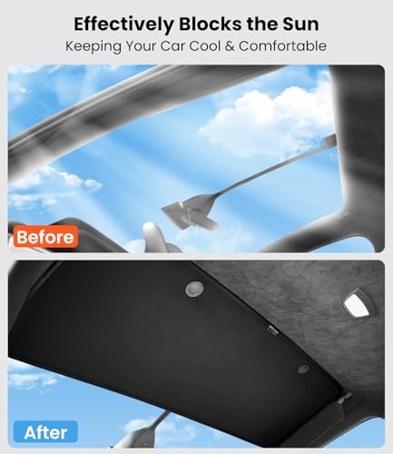 Image of Zanch Tesla Model X Sunshade Roof 3PCS for 2020-2025, Black | 3PCS Custom Fit, No Gaps, Never Sag, Heat Insulation, Foldable Design, Front Glass Roof Protection