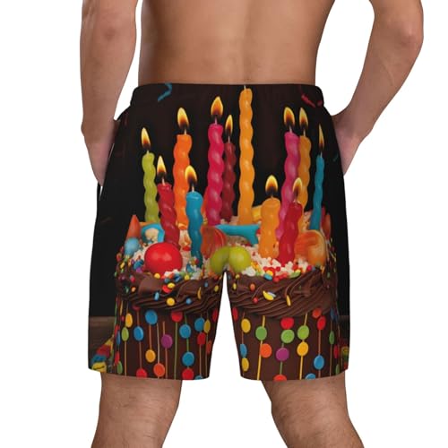 Men's Swim Trunks Quick Dry Board Shorts Happy Birthday Big Cake Beach Shorts with Pocket Bathing Suits for Men3