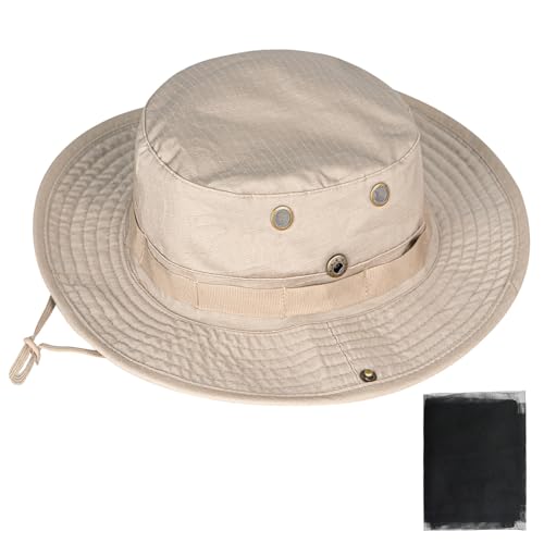 Image of Sun Hats for Men Women Boonie Hat UPF 50+ Bucket Hat Wide Brim UV Protection Fishing Hiking Safari Outdoor Hats