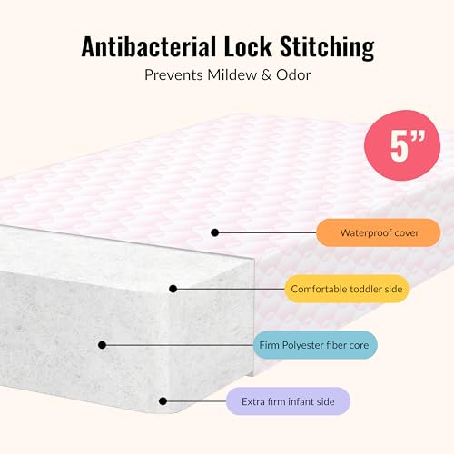 Image of Dream On Me 2-in-1 Little Lullaby Baby Crib Mattress, GREENGUARD Gold | Made in USA, Dual Sided, BSA Verified, ASTM & CPSC Tested, Fits Full Size Crib and Toddler Bed 52 inchx28 inchx5 inch, Waterproof Cover
