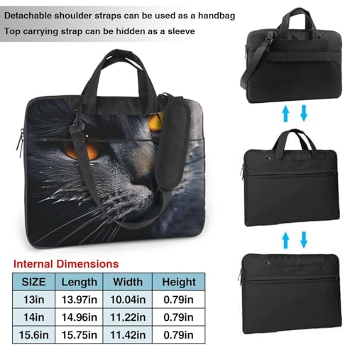 Bolso para laptop 13-15.6 pulgadas con diseño de gatos y ojos amarillos miniatura 3