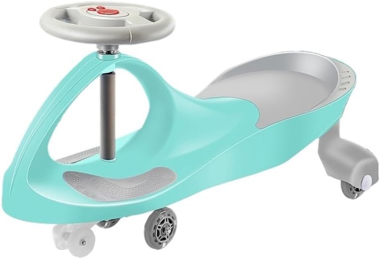 Toy Cars Wiggle Car Ride On Toy with No Batteries Gears Or Pedals Outdoor Ride Ons for Kids Twist Cars(Light Green,Flashing Wheel)