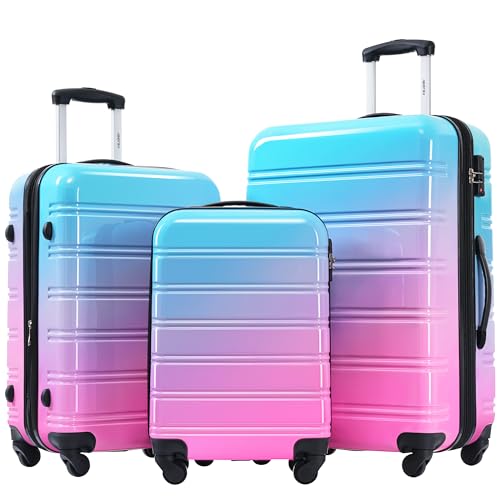 Merax Luggage Sets 3 Piece, Hardside Expandable Suitcase Set with Spinner Wheels, Lightweight...