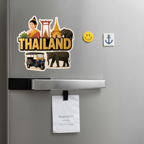 Image of Souvenir Fridge Magnet | 4x3 Inch Collectible Travel Decor | Strong & Durable Refrigerator Magnet with Iconic Landmarks for Travelers (Thailand)
