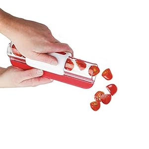 Fruitsnijder, tomaten, druiven, kersensnijder, fruitkeukendecoratie, keukenhulp, groenteschaaf, keukengereedschap, 1 stuk, rood, 20 x 7,5 x 7 cm