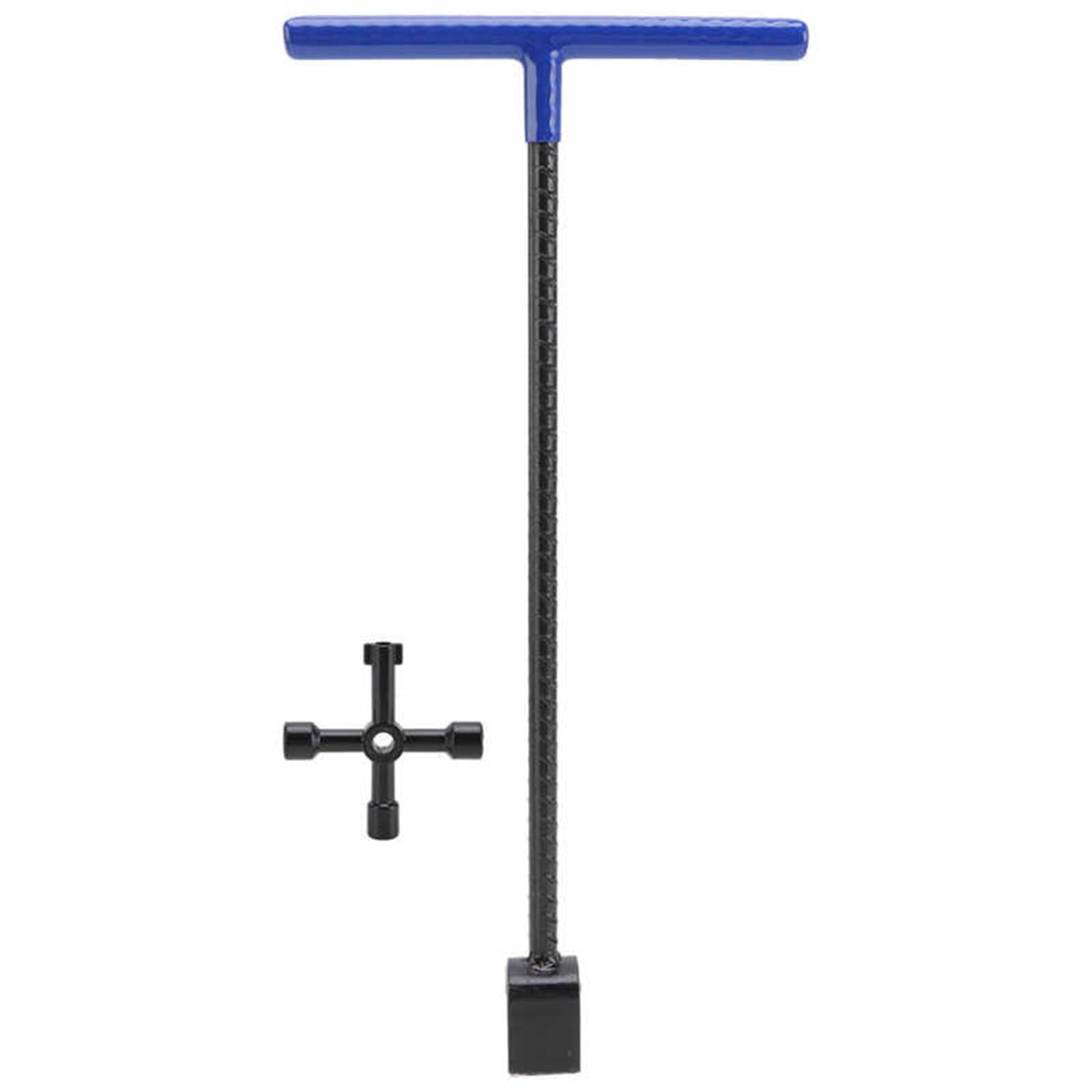 Cydzsra Blue Meter Key Wrench Effort Saving Tool 4 Ways Utility Wrench Sturdy Construction For Accessing Water Shut Off Valves 4 Ways Utility Tool For Valves, 17 Inch