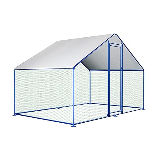 Chicken Coop Large Metal Chicken House Chicken Coops for 6/10 Chickens Poultry Cage with Waterproof Cover for Rabbits Duck Walk-in Chicken Run for Yard Chicken Pen Outdoor Blue