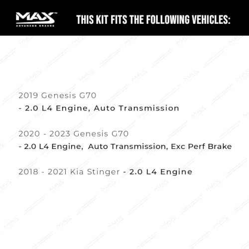 Image of Max Advanced Brakes Front Brake Kit Compatible With 2018-2020 2021 Kia Stinger 2.0L Compatible With Genesis G70 2.0L Replacement Premium OE Disc Brake Rotors and Ceramic Brake Pads