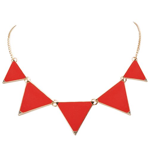 Jane Stone Red Triangle Popular Collar Fashion Statement Necklace Party Jewelry(Fn0568-Red)