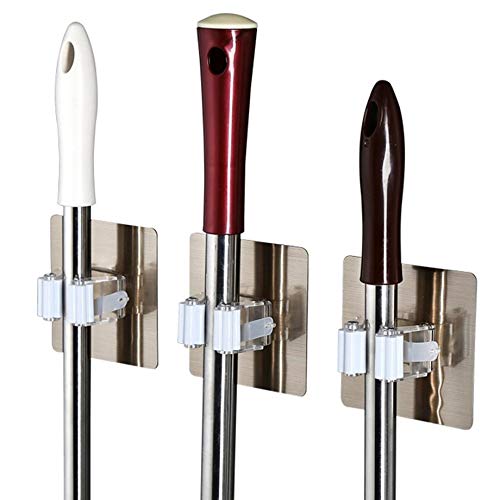 Zomoza Broom Mop Holder,Self Adhesive Broom Gripper Holds with Spring Clip Reusable No Drilling Super Anti-Slip Wall Mounted Storage Tool Rack Storage Organization (4) (B07QVP4LY6) Amazon Price History, Amazon Price Tracker