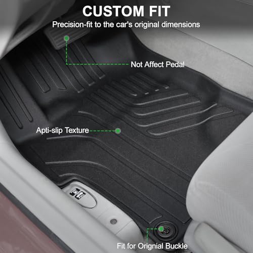 Image of Floor Mats for 2012-2015 Honda Civic Sedan & Sedan Si (Not for Coupe), TPE All Weather Durable Floor Liners Door Sill Guards for Honda Civic