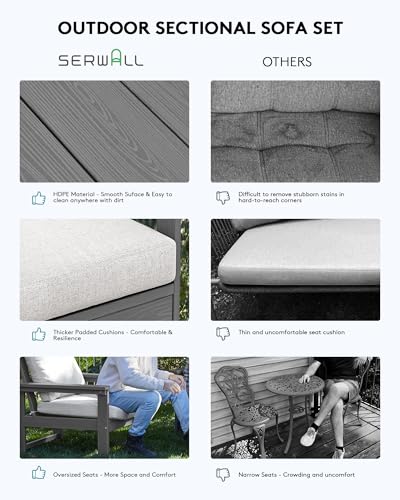 Image of SERWALL HDPE Patio Conversation Set with Side Table