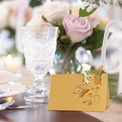 Uposao 50 Stück Tischkarten Hochzeit, Hohle Schmetterling Platzkarten Grußkarten zum Beschriften Namenskarten Sitzplatzkarten Blanko für Hochzeit Party Feste Geburtstag Party Dekoration,Lila