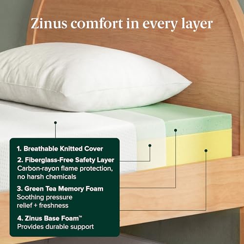 Image of Zinus 5 Inch Twin Green Tea Memory Foam Mattress, Medium Firm Feel | Pressure-Relieving Comfort & Full-Body Support, Naturally Fresh, CertiPUR-US & OEKO-TEX Certified Safe Materials