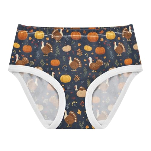 Girls Underwear Soft Cotton Thanksgiving Turkey Pumpkin Kids Panties in Sizes 2/3t, 4t, 5t, 6 and 8