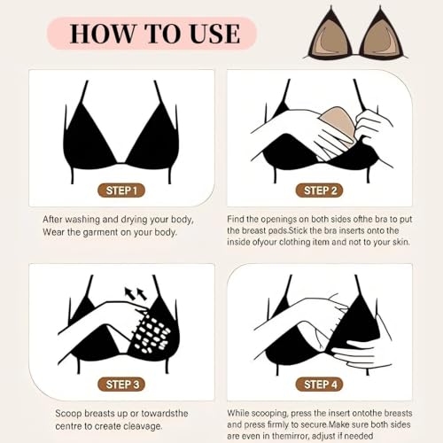 Image of DEPOVOR Double-Sided Adhesive Bra Inserts, Large Size Lightly Padded for D+ Cups, Reusable Lifting Enhancers for Large Busts