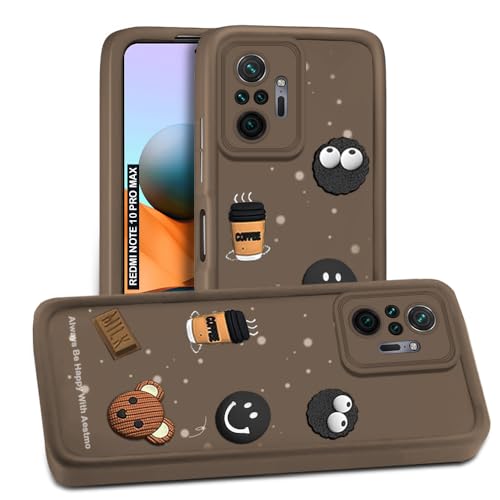 Image of AESTMO Back Case Cover for Redmi Note 10 Pro /Pro Max Cover | Cute Fun Cartoon | Coffee Silicone Case | Full Body Protection | Camera Protection Back Cover for Redmi Note 10 Pro /Pro Max (Brown)