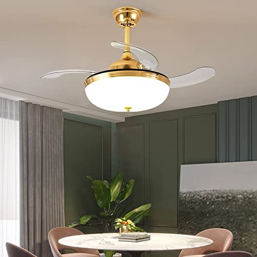 Ventilateur de plafond avec lampe LED moderne et pales rétractables télécommandé - 4