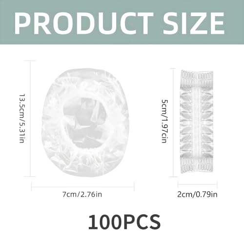 100 Stück Einweg Ohrenschützer Wasserdichte, Dusche Ohr Abdeckung, Transparente Ohrbedeckungen mit Elastischen Bändern für Haarfärbemittel, Dusche, Baden, Bad, Spa, Friseursalon, Zuhause und Hotel