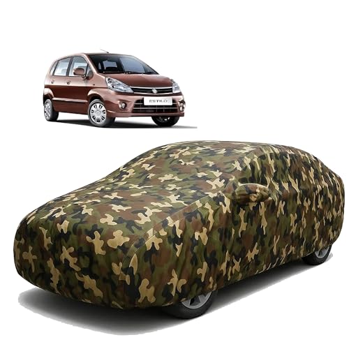 Image of Sulfar 100% Waterproof Car Body Cover Compatible with Mirror for Maruti Suzuki Zen Estilo with Long Lasting Durable Material (Triple Stitched, Full Bottom Elastic, Camouflage Army)