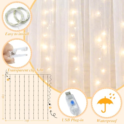 Ledido Cortina Fondo Tul 10x8ft con Luces 300 LED Blanca miniatura 3