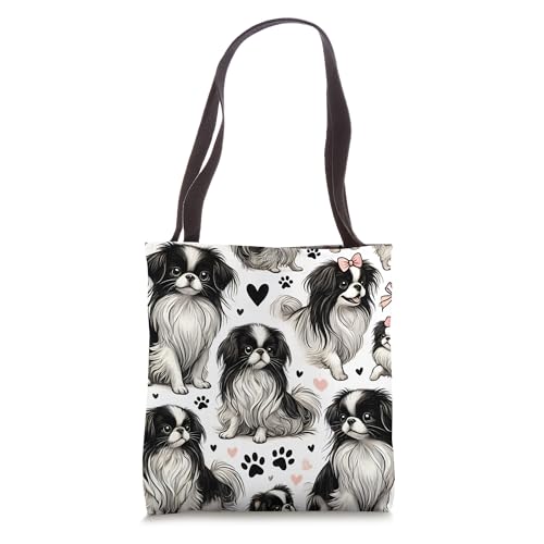 Bolso tipo tote con diseño bonito de perros Chin japoneses miniatura 1