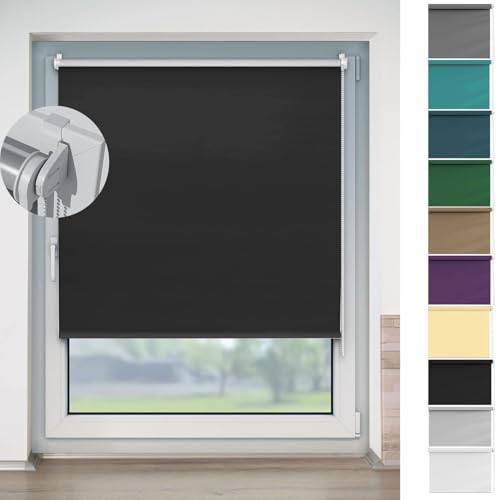 Light Filtering Roller Blinds 40 x 140 cm Thermal Insulated UV Protection, Blinds for Windows Easy Fit Blinds with Clips Fit Home Office Window, Black