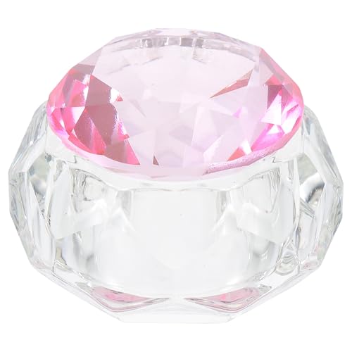 Vaso de cristal para arte de uñas con tapa rosa transparente miniatura 1