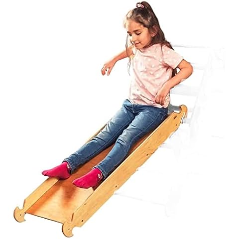 Goodevas Climbing Board Slide / Wooden Ramp - Only Kids Slide - Acessories for Montessori Climber Pickler - Natural Pikler Triangle Toys - Aged 6 Months to 7 Years Cover